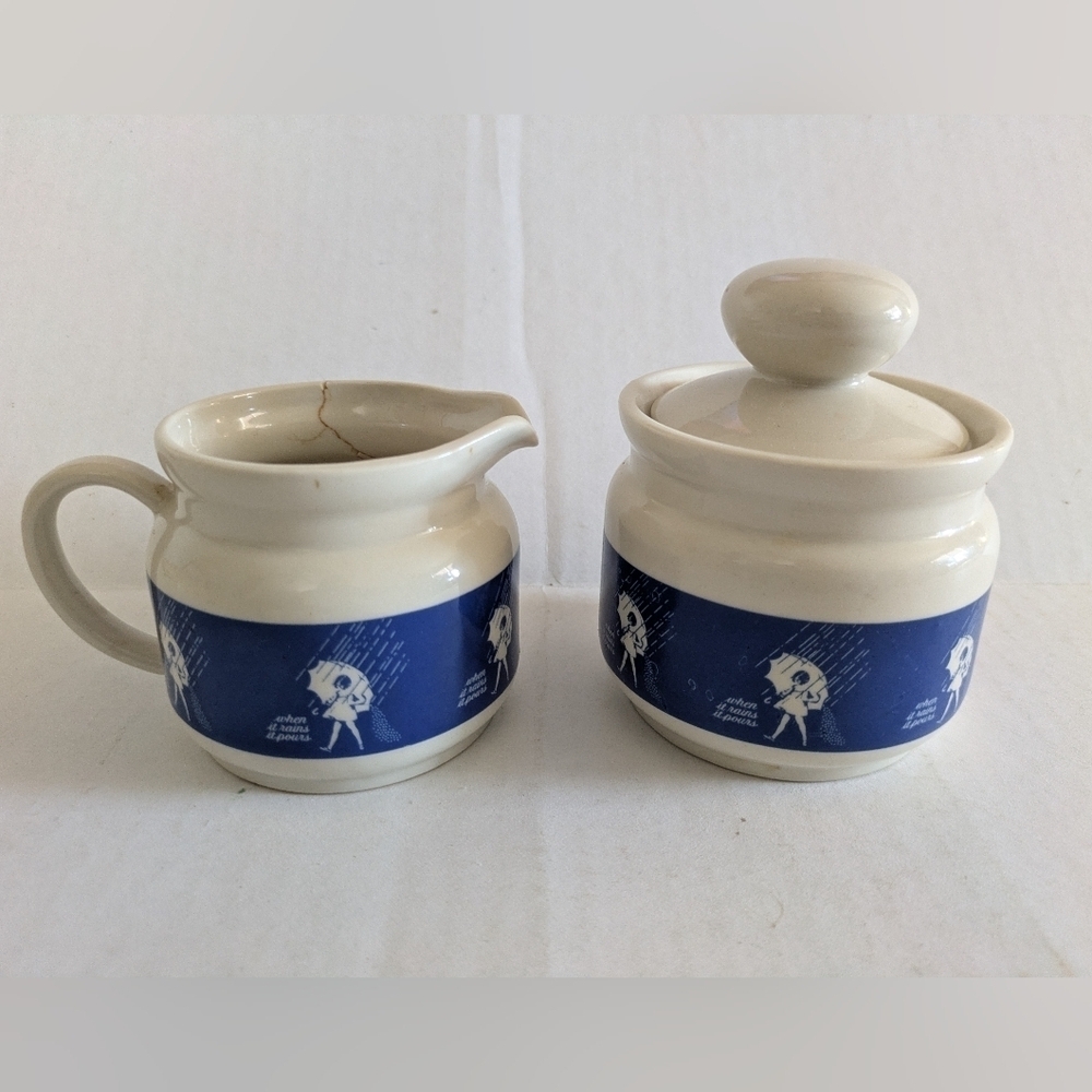 Vintage Morton Salt cream and sugar